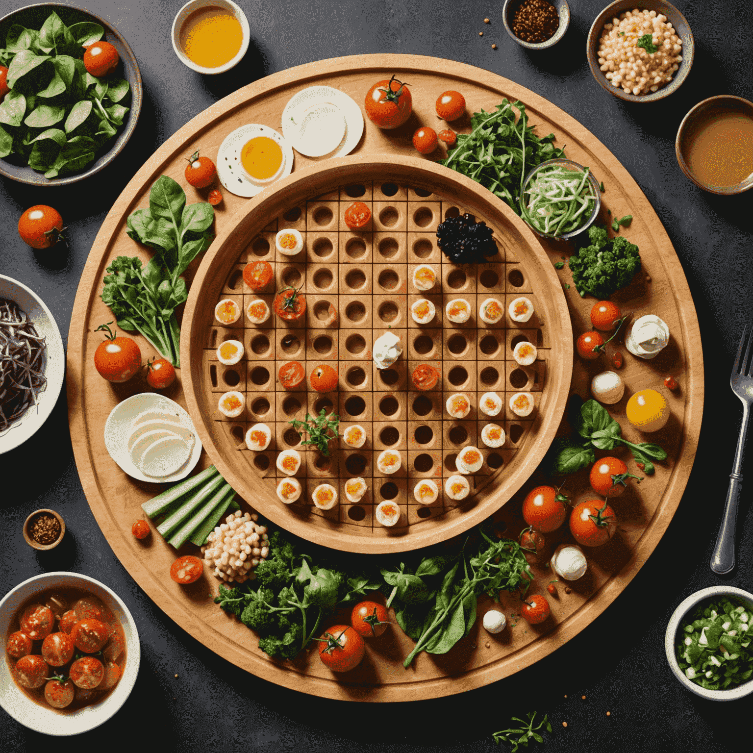 Chefs collaborating on a new Plinko Delicacy dish, surrounded by fresh, local ingredients